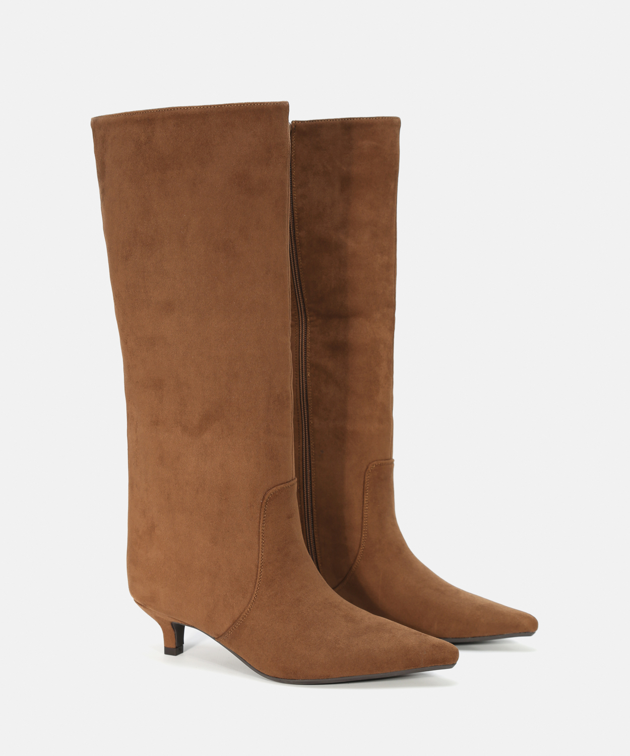 Botas altas castanhas salto kitten image number null
